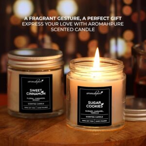 Aromahpure Scented Candles (55 Hours) (100% Soy Wax)- Handcrafted | Smoke-Free | Sweet Cinnamon- Cinnamon & Woody, Sugar Cookies- Sugary, Caramel & Vanilla Fragrance Candles for Home, IFRA Certified